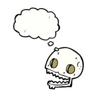 cartoon spooky skull with thought bubble N136