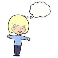 cartoon happy woman with thought bubble N235