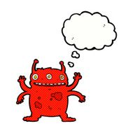 cartoon alien monster with thought bubble N9