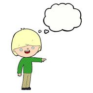 cartoon man pointing with thought bubble N175
