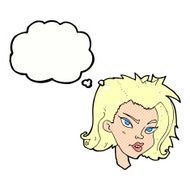 cartoon female face with thought bubble N134