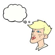 cartoon male model guy with thought bubble N10