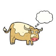 cartoon cow with thought bubble N34