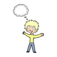 cartoon excited woman with thought bubble N126