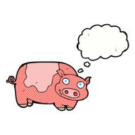 cartoon pig with thought bubble N18
