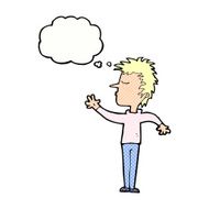 cartoon dismissive man with thought bubble N10