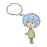 cartoon old lady with thought bubble N9