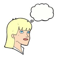 cartoon serious woman with thought bubble N18