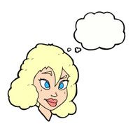 cartoon pretty woman with thought bubble N250