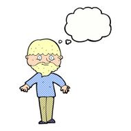cartoon happy man with thought bubble N416