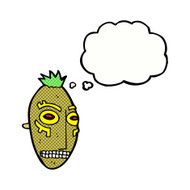 cartoon tribal mask with thought bubble N2