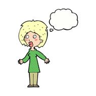 cartoon surprised woman with thought bubble N227
