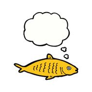 cartoon fish with thought bubble N83