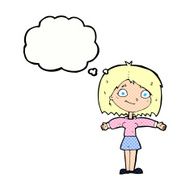 cartoon happy girl with thought bubble N86