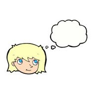 cartoon female face with thought bubble N136
