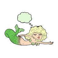 cartoon mermaid with thought bubble N60