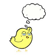 cartoon bird with thought bubble N249