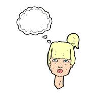 cartoon female head with thought bubble N10