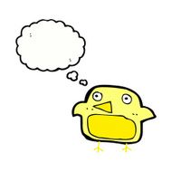 cartoon bird with thought bubble N250
