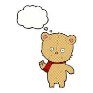 cartoon waving teddy bear with thought bubble N18