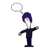 cartoon vampire man with thought bubble N107