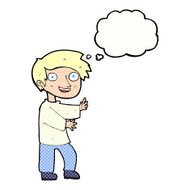 cartoon excited boy with thought bubble N137