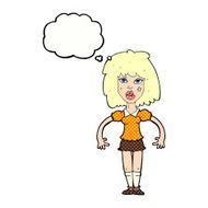 cartoon girl fight with thought bubble N10