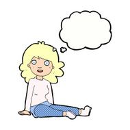cartoon happy woman with thought bubble N236
