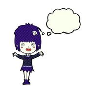 cartoon happy vampire girl with thought bubble N34