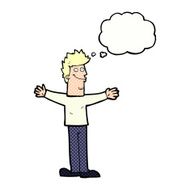 cartoon happy man with thought bubble N417