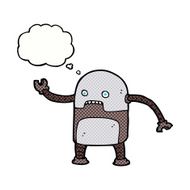 funny cartoon robot with thought bubble N43
