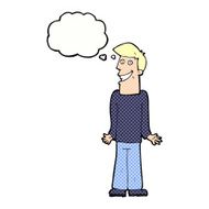 cartoon man shrugging shoulders with thought bubble N31