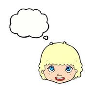 cartoon happy female face with thought bubble N168