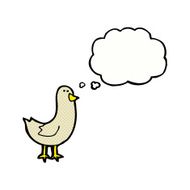 cartoon bird with thought bubble N252