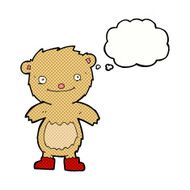 cartoon teddy bear wearing boots with thought bubble N2