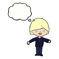 cartoon happy man with thought bubble N419