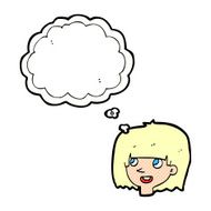 cartoon happy female face with thought bubble N171