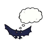 cartoon spooky vampire bat with thought bubble N7
