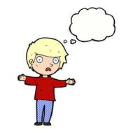 cartoon worried boy with thought bubble N28