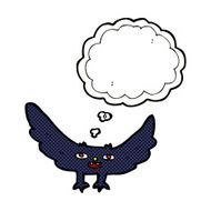 cartoon spooky vampire bat with thought bubble N8