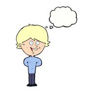 cartoon happy boy with thought bubble N213