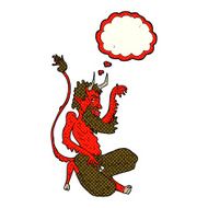 cartoon traditional devil with thought bubble N8