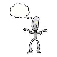 cartoon funny robot with thought bubble N72