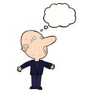 cartoon confused middle aged man with thought bubble N10