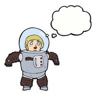 cartoon space man with thought bubble N18