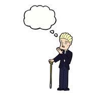 cartoon shocked gentleman with thought bubble N10