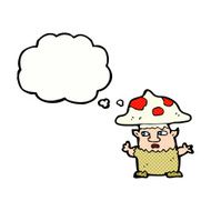 cartoon little mushroom man with thought bubble N10