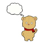 cartoon teddy bear wearing scarf with thought bubble N11