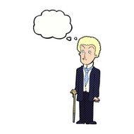 cartoon unhappy gentleman with thought bubble N10