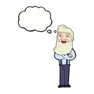cartoon happy man with beard thought bubble N38